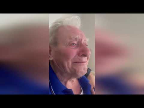 Heartwarming moment grandad breaks into tears as he watches beloved Everton avoid relegation