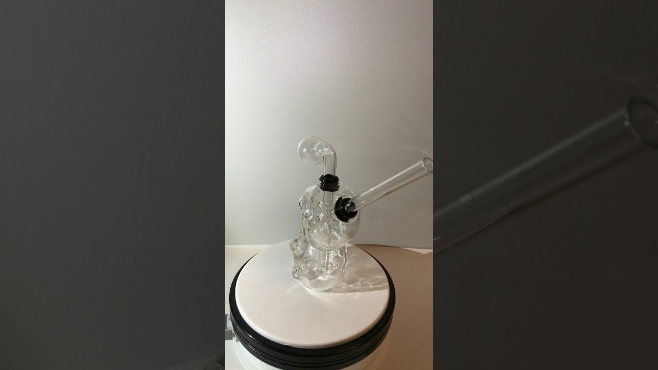 CLEAR GLASS DOUBLE SKULL OIL BURNER BUBBLER WATER SMOKING BONG 5.5″ INCHES