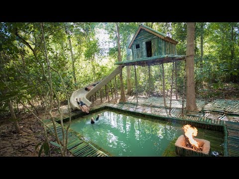 build-the-most-amazing-bamboo-villa-home-heated-swimming-pool-and-water-slide-in-the-jungle