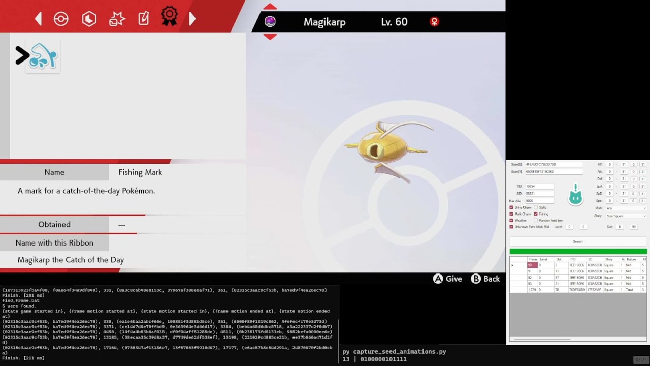 Magikarp Fishmark Shiny Fish Mark Magikarp Pokemon SWSH Fishing RNG - YouTube