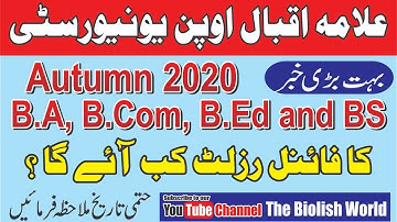 AIOU Results for B.A, B.Com, B.Ed and BS | Autumn 2020 | @thebiolishworld