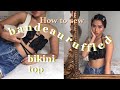 how to sew BANDEAU RUFFLED BIKINI TOP (hand-stitch and sewing machine tutorial )