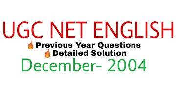 UGC NTA NET English Solved Paper December 2004 Part -01 | AKSRajveer | Literature Lovers