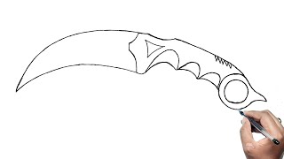 How To Draw Karambit From Counter Strike Step By Step | Karambit Drawing | karambit knife drawing