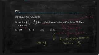Part-2: Characteristic Equation JEE PYQ