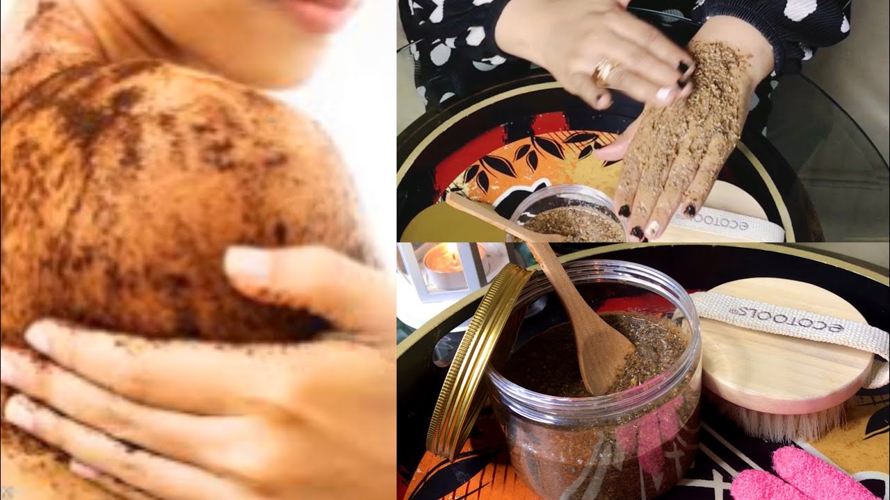 Isku diyarinta ciida coffee scrub korka o dhan io wajiga laba beri bas isticmal ciida ka hor