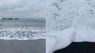 Bali black sand beach waves | امواج بحر الرمل الأسود في بالي