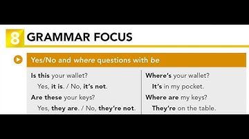 U2.8 GRAMMAR FOCUS: Yes/No and where questions with be
