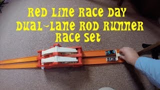 Hot Wheels Dual Lane Rod Runner Race set Speed 'em down the drag strip setup