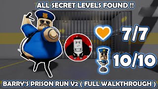 (New) ROBLOX - Get all Bobbles and Hearts (Secret Levels) | Barry's Prison Run V2 | Full Walkthrough