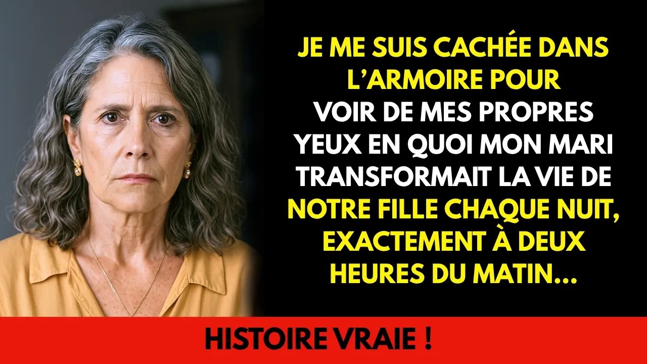 Je me suis cachée dans le placard à 2h du matin pour voir ce que mon mari faisait dans la chambre de notre fille chaque nuit. J’ai entendu sa voix glaciale murmurer : « Si tu dis à maman que la...