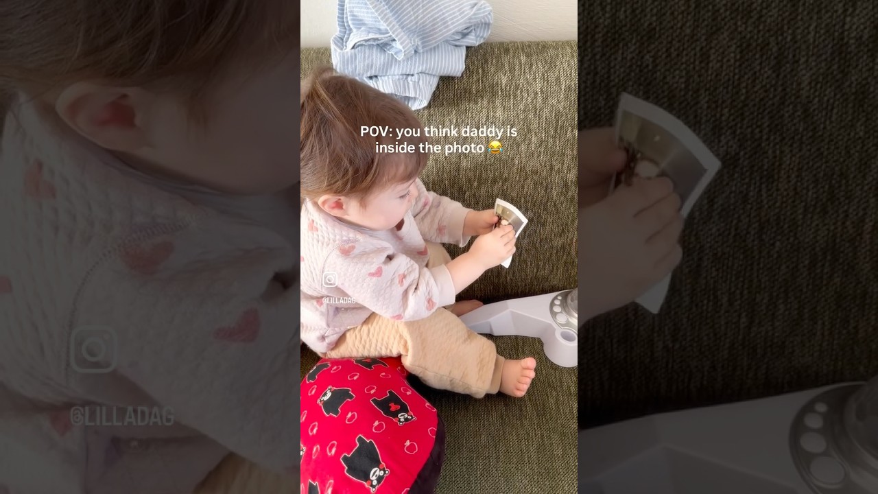 She missed her daddy so much…🥹出張フライトでパパに3日間会えず、写真からつまみ取ろうとしていたさくらちゃん🤣