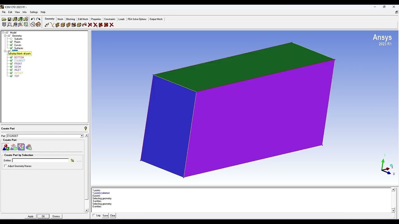 Circular Cylinder Geometry and Meshing using ICEM CFD