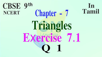 CBSE 9th Maths | Chapter 7 | Triangles | Exercise 7.1 | Qno 1 | In tamil