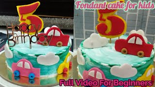 Kids Special Fondant Cake Recipe | Semi  fondant Cake for kids, fondant Car theme cake Tutorial