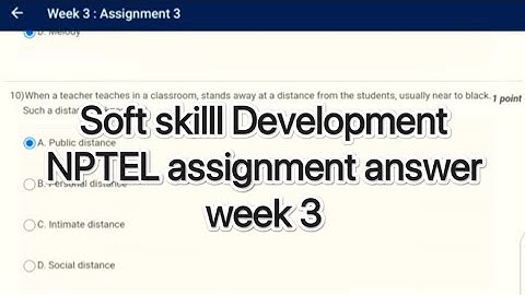 Soft Skill Development Nptel Assignment Week 3 | Nptel soft Skill Development Assignment Week 3