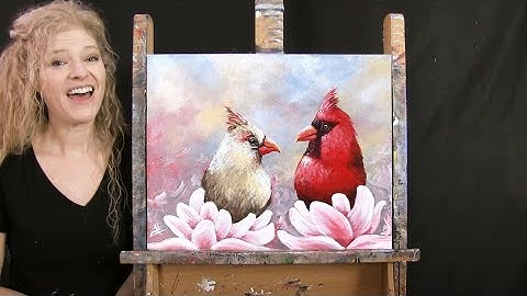 Learn How to Paint "SPRING CARDINALS" with Acrylic - Paint and Sip at Home - Step by Step Tutorial