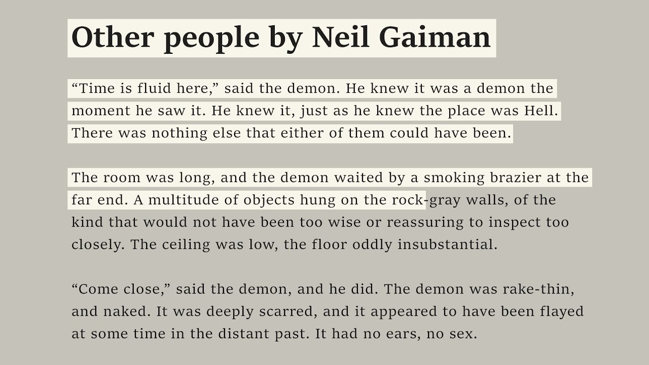 Other People by Neil Gaiman (English Reading Practice) - YouTube