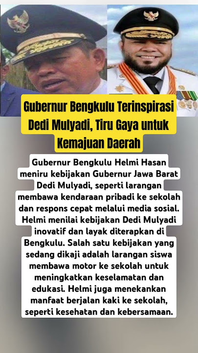 Gubernur Bengkulu Terinspirasi Dedi Mulyadi, Tiru Gaya untuk Kemajuan Daerah