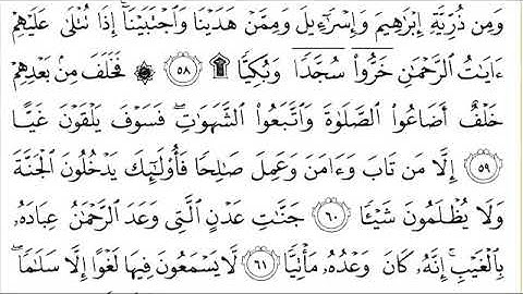 سورة مريم للقاري الشيخ عبدالرحمن السديس مكتوبه