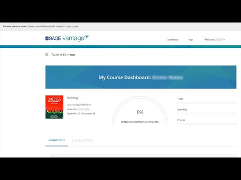 SAGE Vantage: Student View of Vantage eText