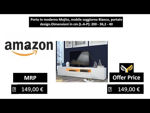 L-A-P mobile soggiorno Bianco : 200-36,2-40 portatv design.Dimensioni in cm Porta tv moderno Mojito