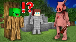 How JJ and Mikey Hide and Escape From PEPPA MONSTER PIG in Minecraft Maizen