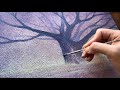 月光下的紫色大樹|畫一幅給溫柔又堅韌的女人的畫| 壓克力畫創作