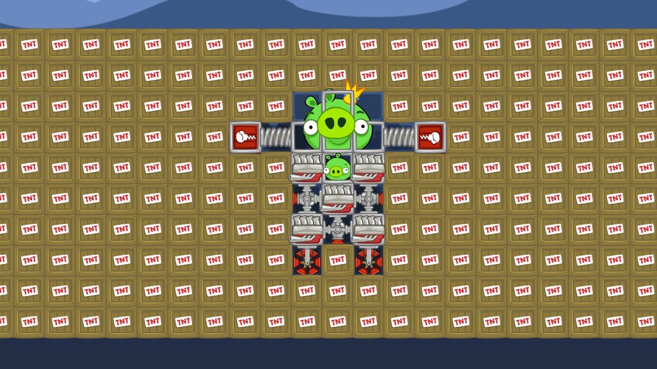 Bad Piggies - THE GIANT EXPLOSION OF 100 ROBOT PIGGIES VS 1000 TNT! (Field of Dreams)