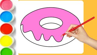 Cute Donut 💛💙Drawing Colouring video How to draw Donuts