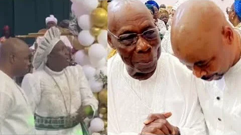 VIDEO: SEE HOW MC OLUOMO OBASANJO, OONI OF IFE, HONOUR PROPHETESS ESTHER AJAYI AT CHURCH ANNIVERSARY