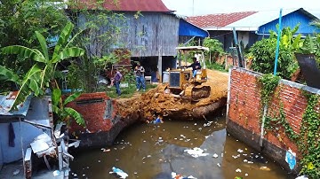 Completed Project Pushing Rocks to the ditty forest , old building and water by Trucks and dozer  1
