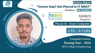 Congrats, Girish N | Selected in Team Computers | 2.7 LPA | Computer Science, PoY 2024 | Bengaluru