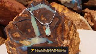REGAL ELEGANCE STERLING SILVER NATURAL SOLID AUSTRALIAN WHITE OPAL NECKLACE