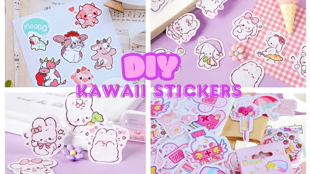 DIY cute stickers| how to make stickers without double sided tape| DIY ...