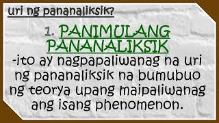 Pananaliksik Katangian at Uri