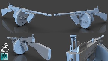 Thompson Sub Machine gun  / 3D Modeling  Tutorial In Maya /zbrush (Part_04)