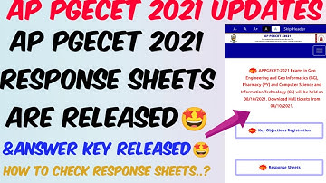 AP PGECET 2021 Official Key & Response sheets Released//How to check Response sheets//Key objection