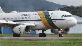 O Avião do Presidente! Airbus A319-133X CJ - FAB-2101 (VC-1A) Pouso e Decolagem em Joinville!