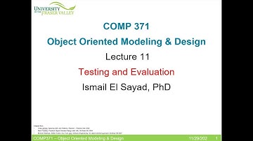COMP 371 Object Oriented Modeling and Design Lecture 11