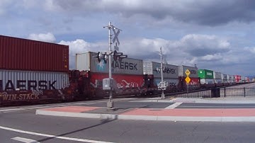 BNSF 7145 Westbound Double Stack Container Train - Riverside, CA USA 4/3/2019