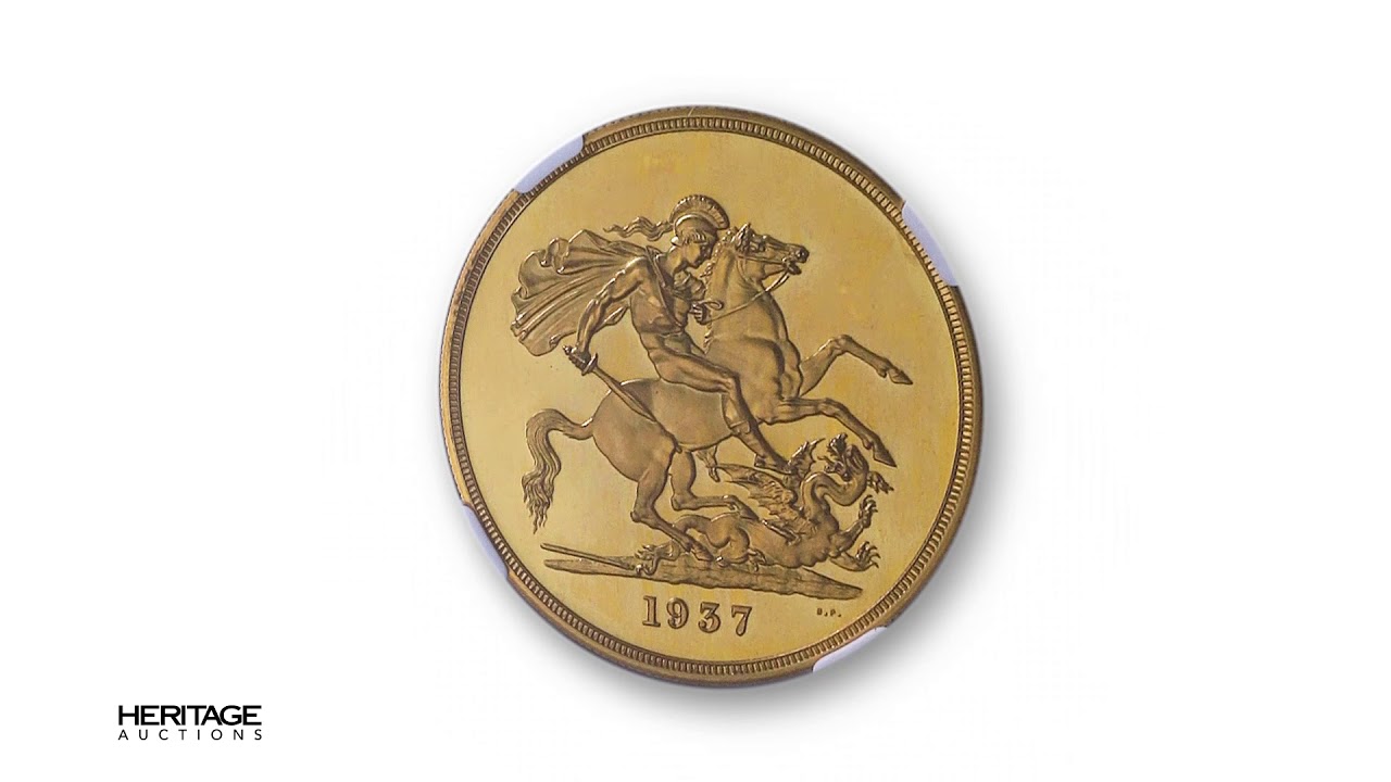Great Britain: Edward VIII gold Proof Pattern 5 Pounds 1937 PR67