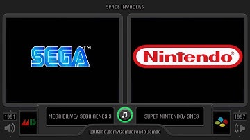 Space Invaders (Sega Genesis vs SNES) Side by Side Comparison