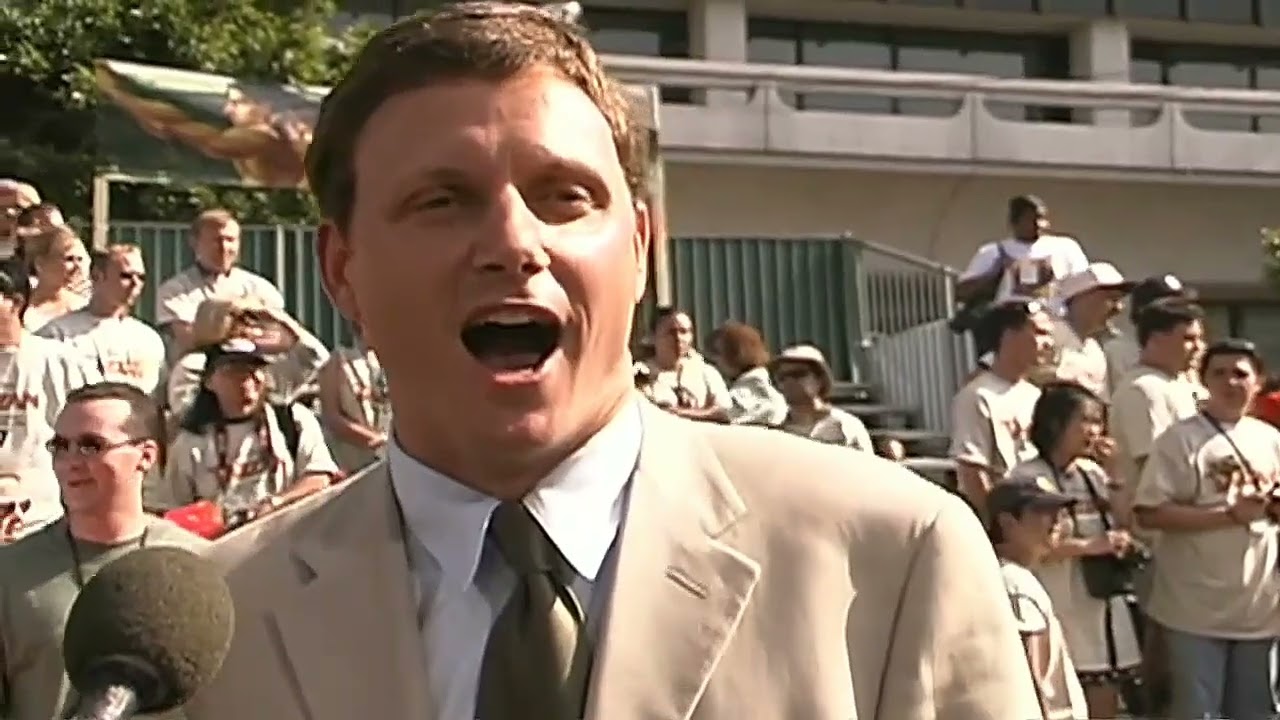 Tony Goldwyn doing the Tarzan Yell at the premiere of Disney's Tarzan (1999)