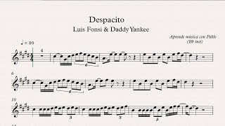 DESPACITO: Bb inst (clarinete,trompeta,saxo sop/tenor)(partitura con playback) chords
