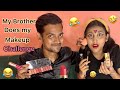 My brother does my makeup challenge  funny reaction
