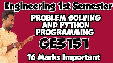 GE3151|Problem Solving and python programming|Important 16mark Questions|Engineering king|
