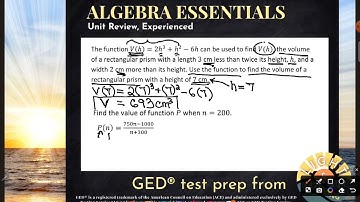 GED® Math: Evaluating Functions (1.UR, Exp, # 14,23)