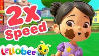 Sped Up Wash Your Hands, Scrub That Soap | Nursery Rhymes with Subtitles | Lellobee ABC