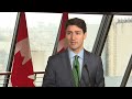 Prime Minister Trudeau speaks to media at the Canadian Embassy in France